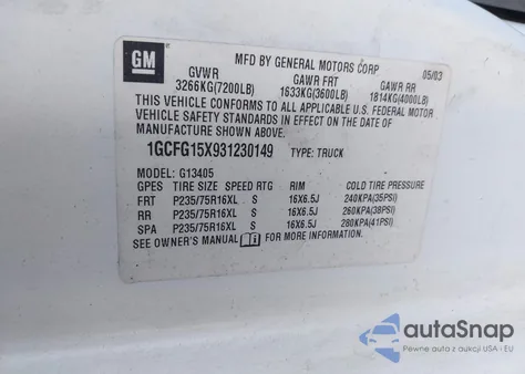 2003 Chevrolet Express from USA, damaged, VIN 1GCFG15X931230149